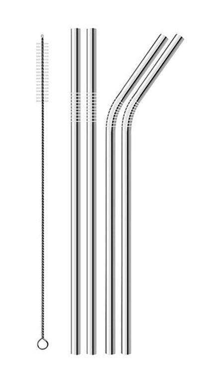 Ensemble de 6 pailles réutilisables en acier inoxydable avec brosse de nettoyage, sac en coton et lin, cadeau écologique