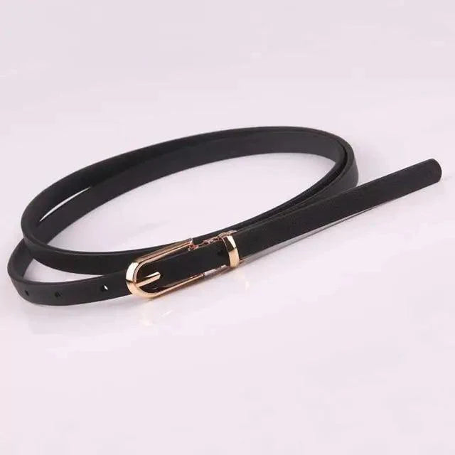 Simple Cute Leather Belts Candy Color Thin Skinny Waistband Classic Adjustable Fashion Women Belts