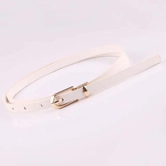 Simple Cute Leather Belts Candy Color Thin Skinny Waistband Classic Adjustable Fashion Women Belts