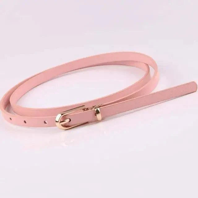 Simple Cute Leather Belts Candy Color Thin Skinny Waistband Classic Adjustable Fashion Women Belts