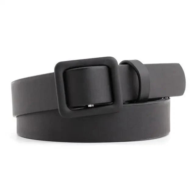 Simple Double Round Buckle PU Leather Waist Strap Vintage Design Double O-Ring Buckle  Women Leather Belt For Jeans And Dresses