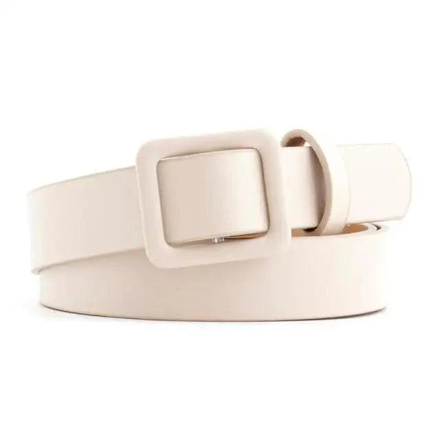 Simple Double Round Buckle PU Leather Waist Strap Vintage Design Double O-Ring Buckle  Women Leather Belt For Jeans And Dresses