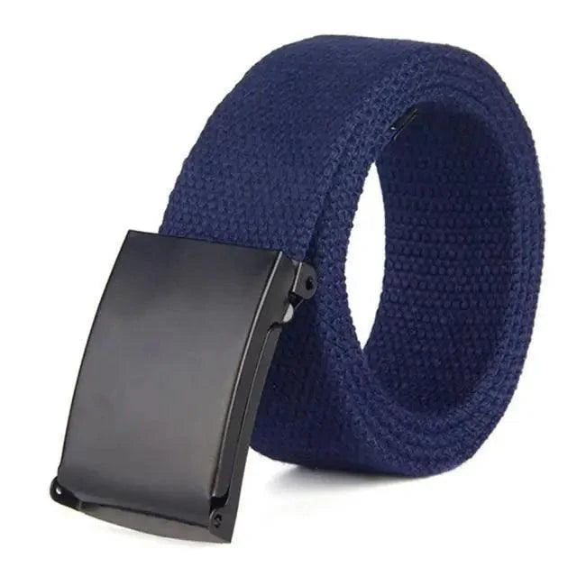 Simple Unisex Waistbands Retro Adjustable One Size Cotton Strap Metal Buckle 116cm Belts For Men