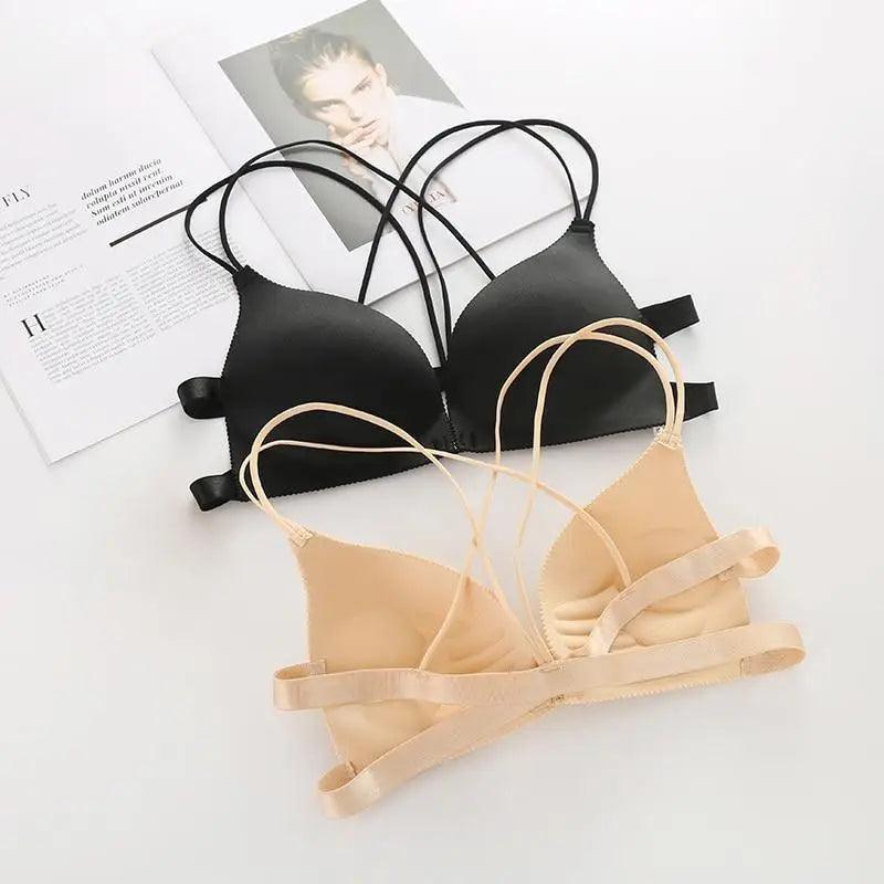 Sizzling Back Beautify Ladies Front Closure Wire Free Fashion Bra Padded Lingerie Bralette Gather Push Up Seamless Bra For Female