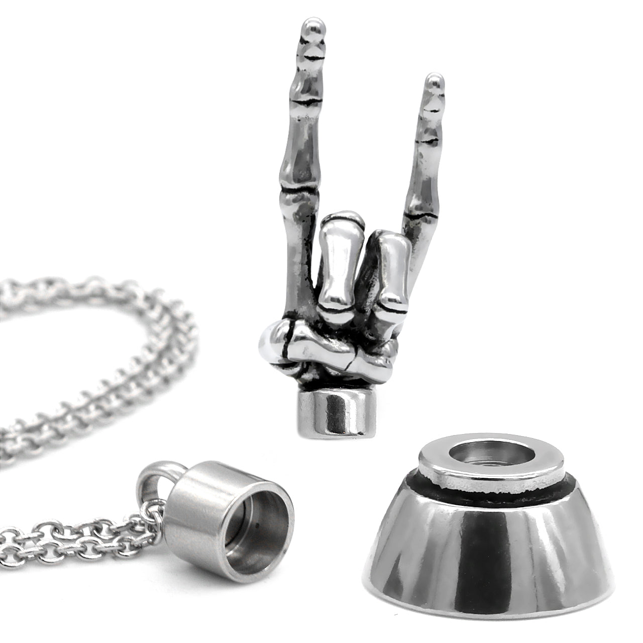 Skeletthand Magnet Anhänger Halskette Gothic Silber