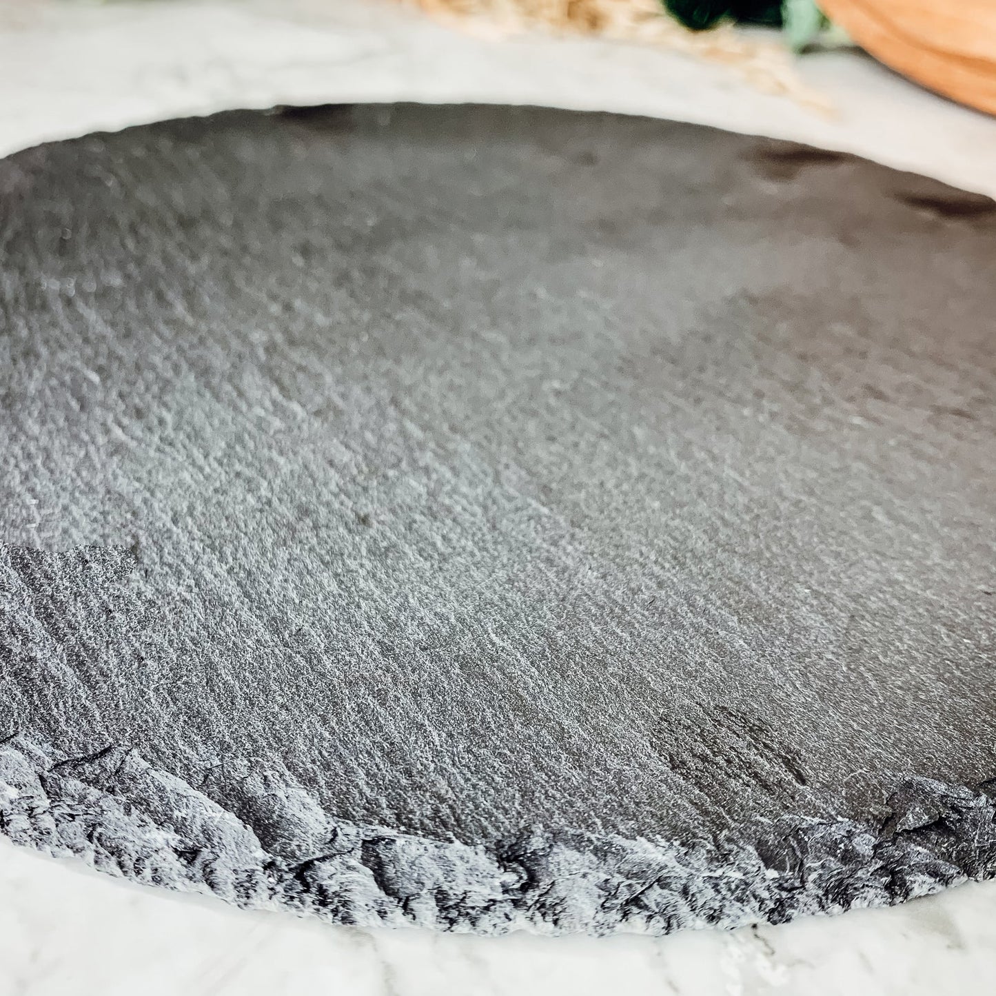 Slate Round 14 Inch Cheese Board - Natural Edge Serving Platter