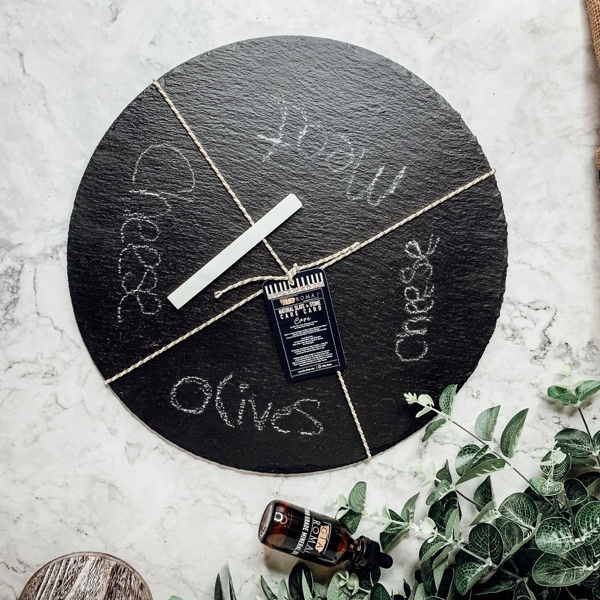 Slate Round 14 Inch Cheese Board - Natural Edge Serving Platter