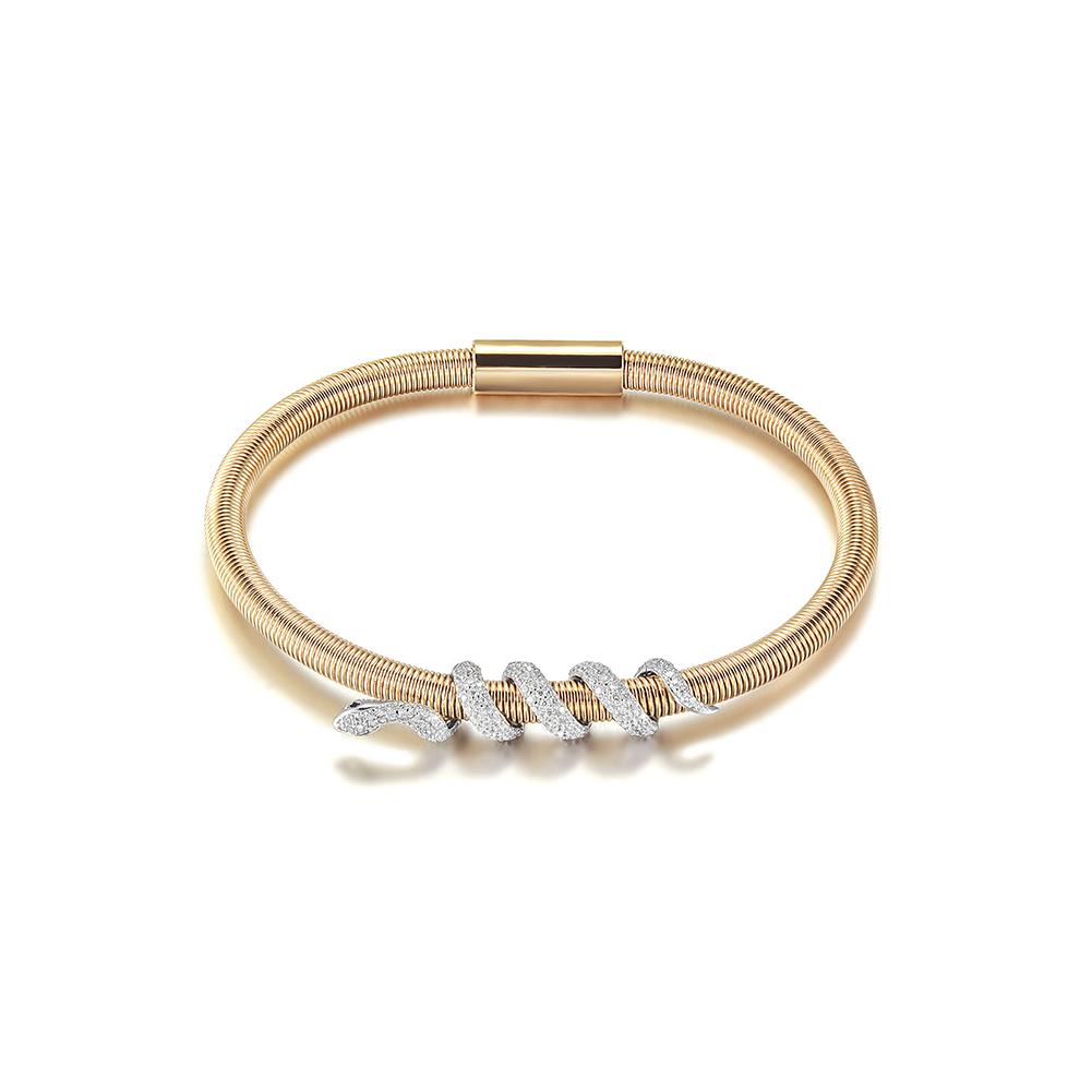 Bracelet Jonc Enroulé Serpent Plaqué Or Accents de Cristal