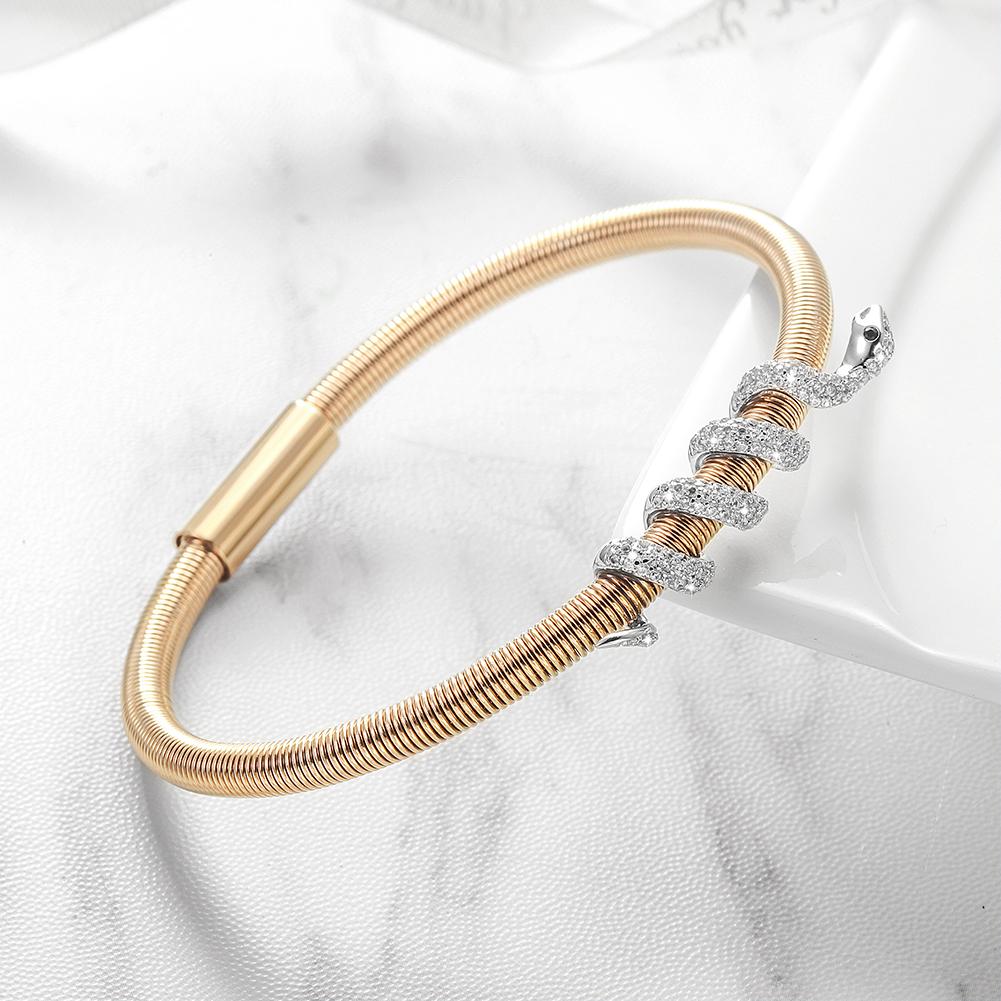 Bracelet Jonc Enroulé Serpent Plaqué Or Accents de Cristal