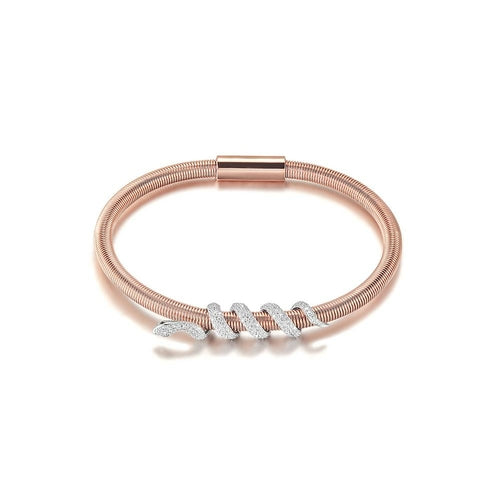 Bracelet Jonc Enroulé Serpent Plaqué Or Accents de Cristal