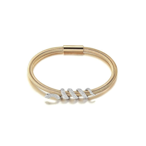 Bracelet Jonc Enroulé Serpent Plaqué Or Accents de Cristal