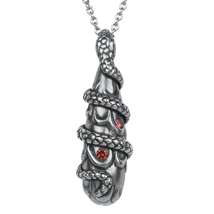 Schlangen-Tropfen-Halskette, Gothic, Silber, Schlangen-Anhänger