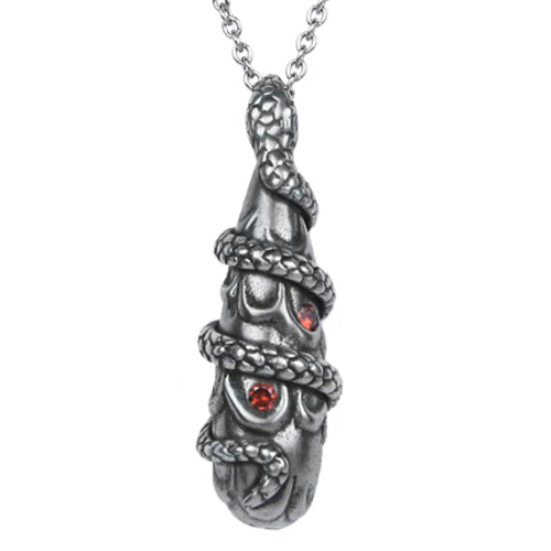 Schlangen-Tropfen-Halskette, Gothic, Silber, Schlangen-Anhänger