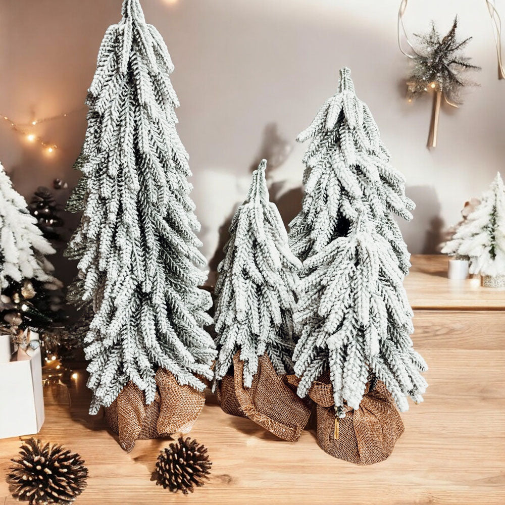 Sapins de Noël Artificiels Floqués de Neige Mini Décorations de Noël Réalistes