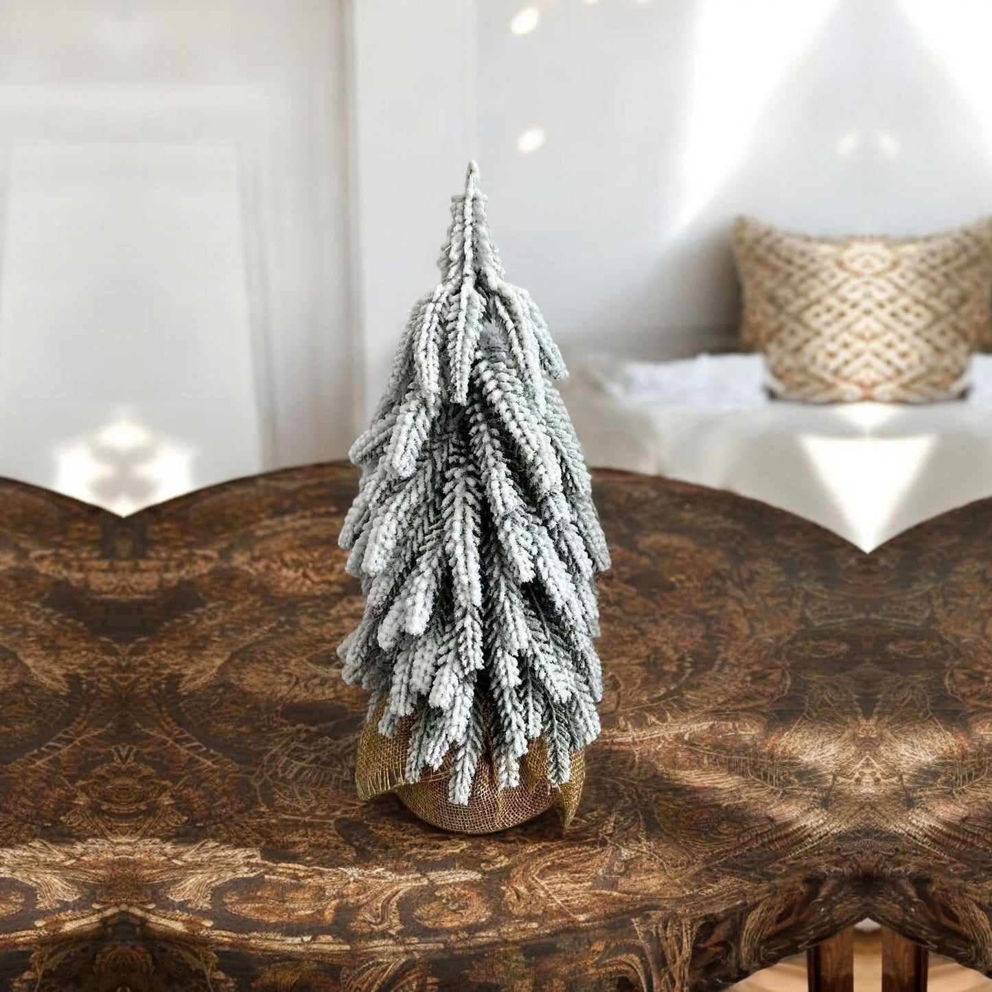 Sapins de Noël Artificiels Floqués de Neige Mini Décorations de Noël Réalistes