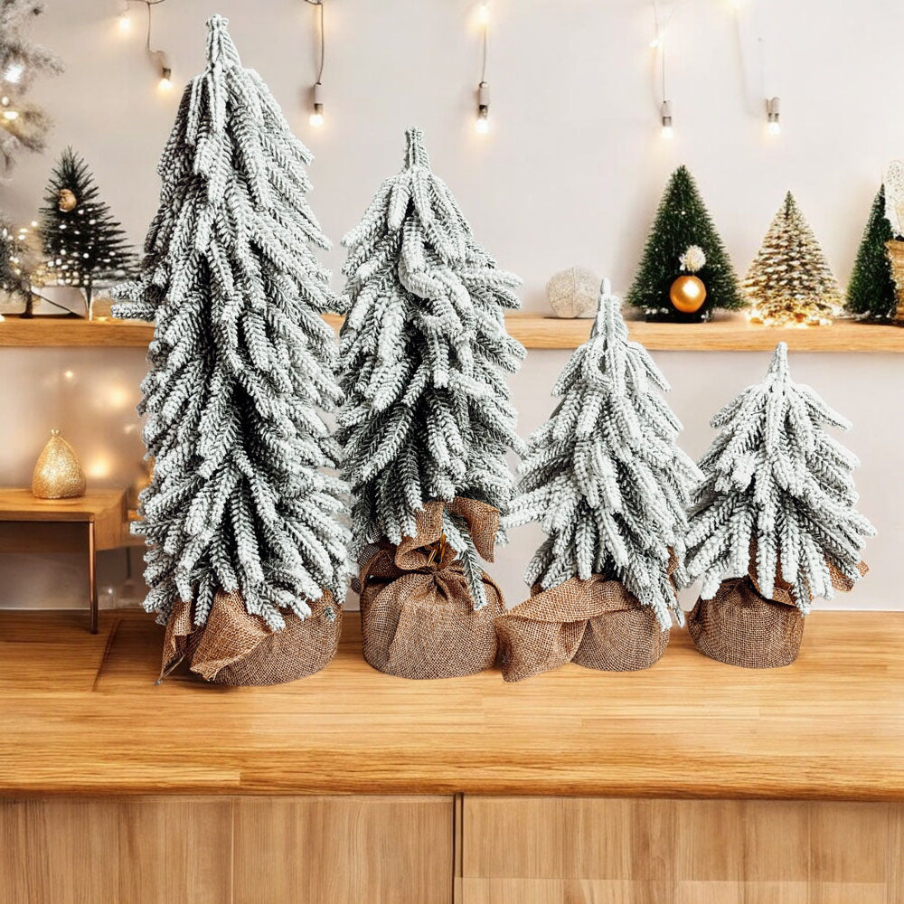 Sapins de Noël Artificiels Floqués de Neige Mini Décorations de Noël Réalistes