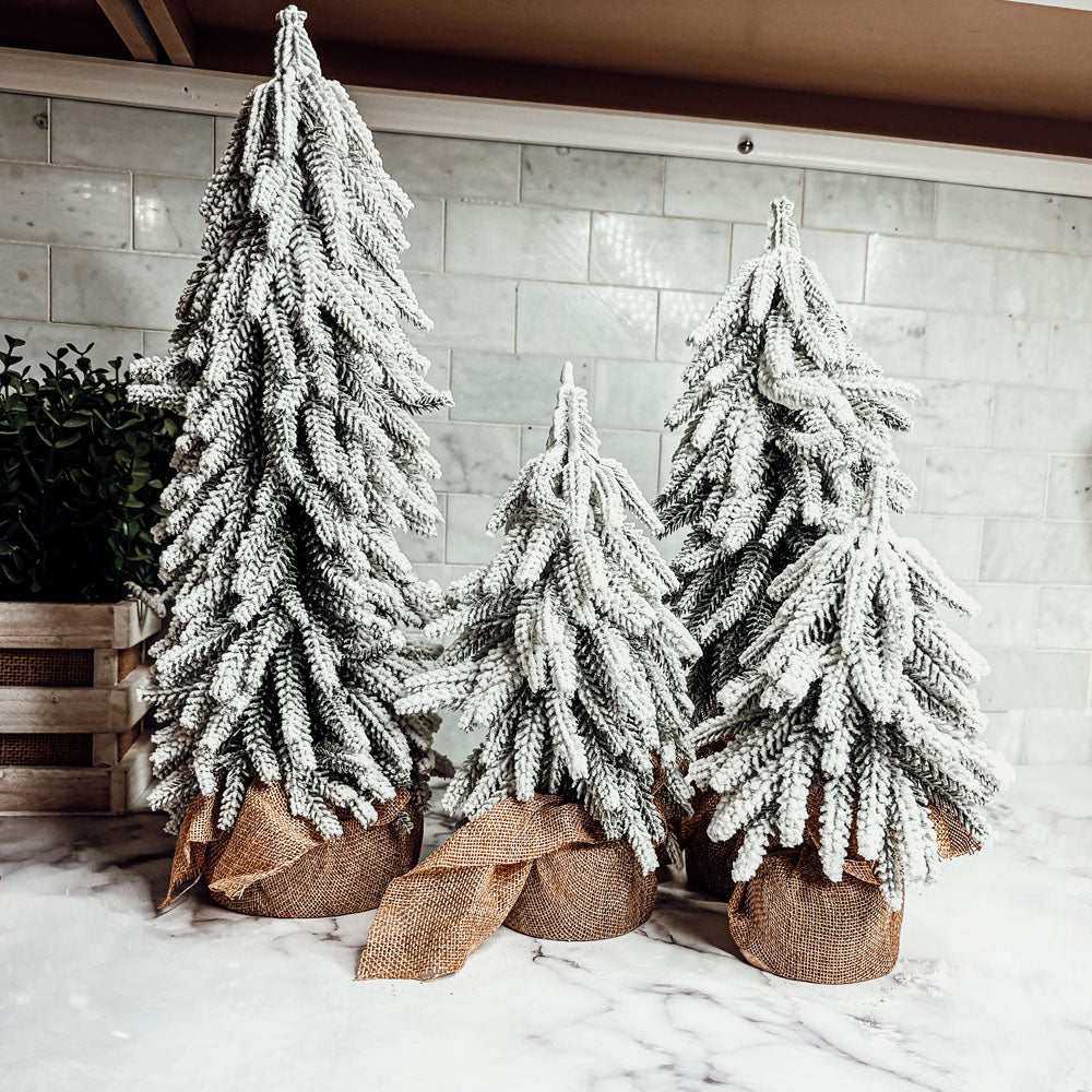 Sapins de Noël Artificiels Floqués de Neige Mini Décorations de Noël Réalistes