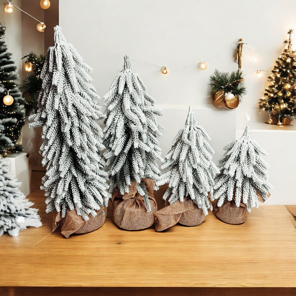 Sapins de Noël Artificiels Floqués de Neige Mini Décorations de Noël Réalistes