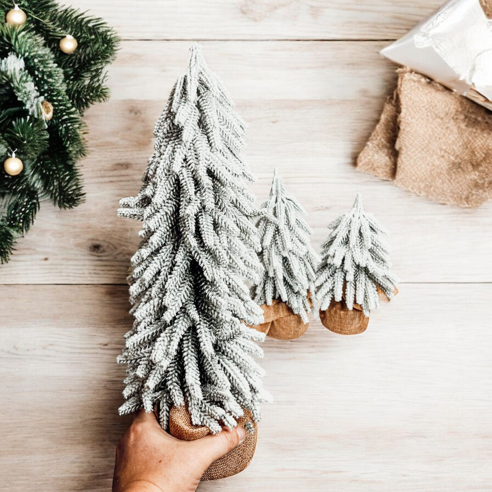 Sapins de Noël Artificiels Floqués de Neige Mini Décorations de Noël Réalistes