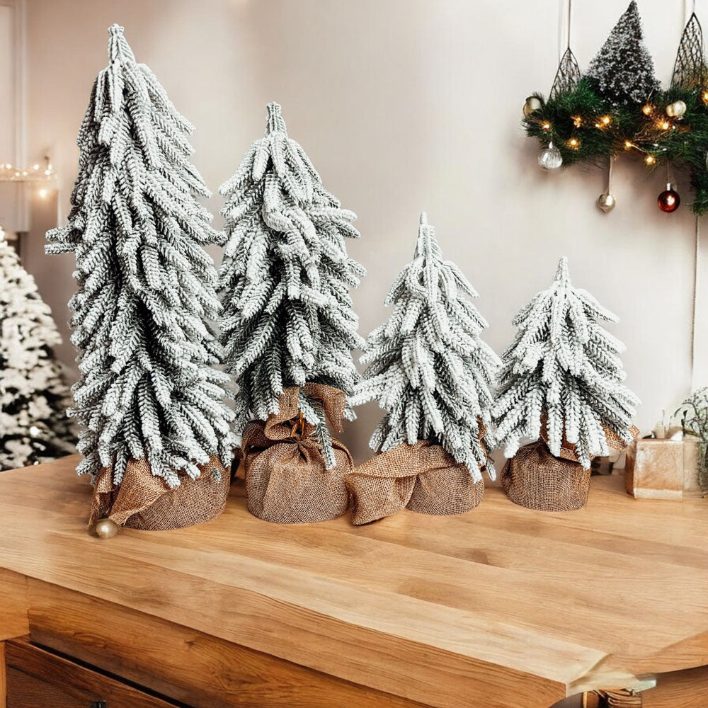 Sapins de Noël Artificiels Floqués de Neige Mini Décorations de Noël Réalistes