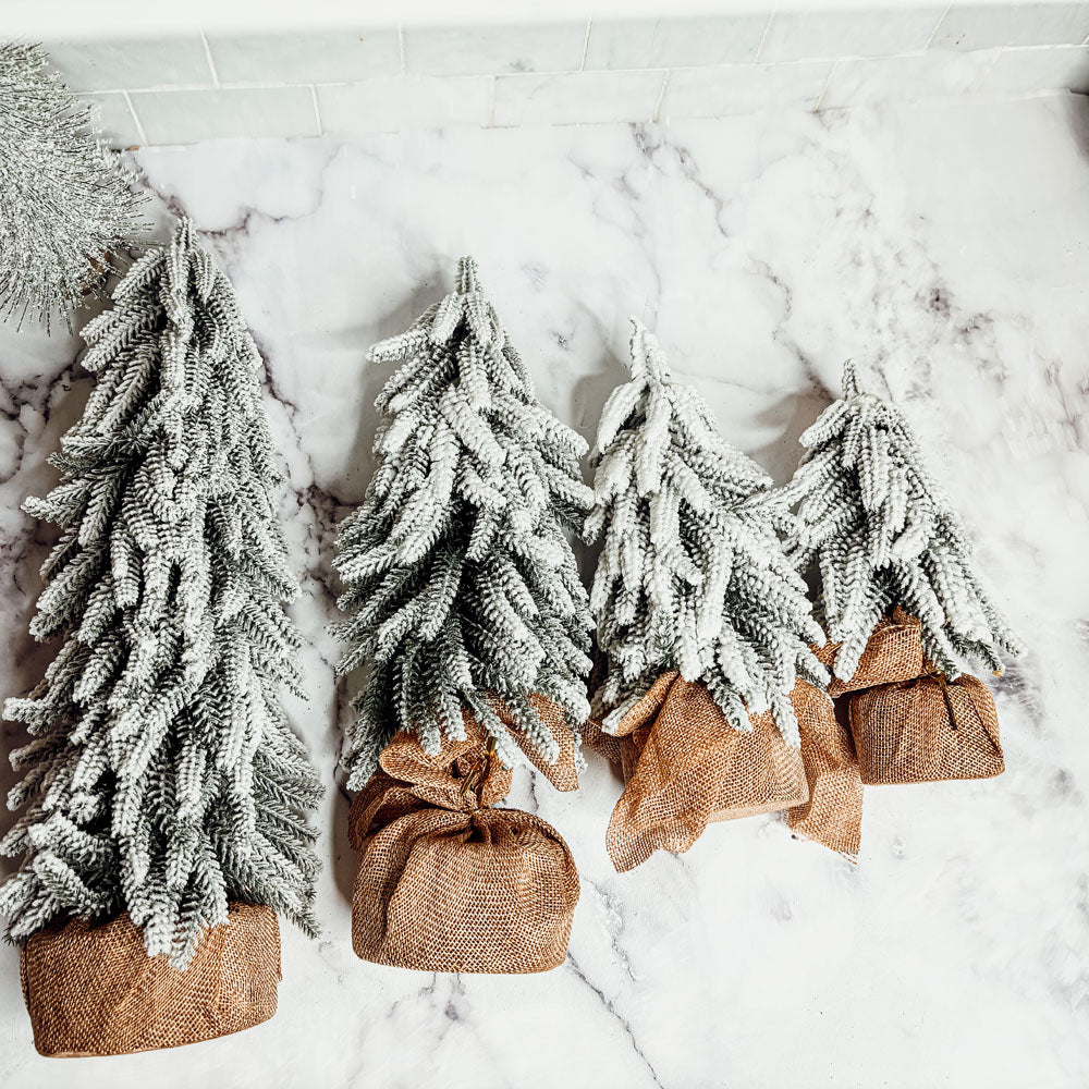 Sapins de Noël Artificiels Floqués de Neige Mini Décorations de Noël Réalistes
