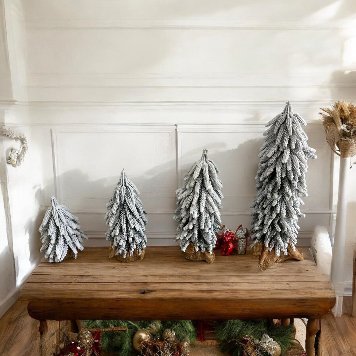Sapins de Noël Artificiels Floqués de Neige Mini Décorations de Noël Réalistes