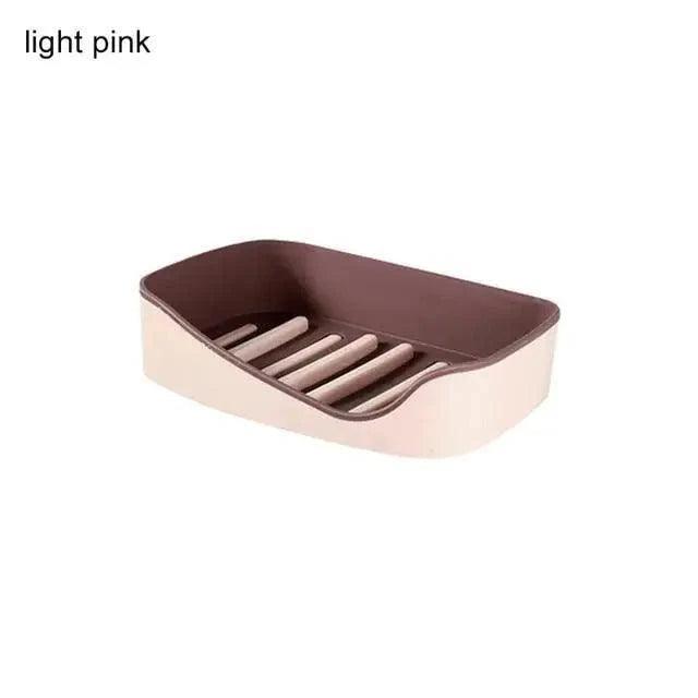 Soap Rack No Drilling Wall Mounted Double Layer Soap Holder Soap Sponge Dish Bathroom Accessories Soap Dishes Self Adhesive Soap Dish Bar Soap Holder Soap Dishes Tray Saver Case Box for Shower Bathroom Kitchen Dish Drainer Drying Rack