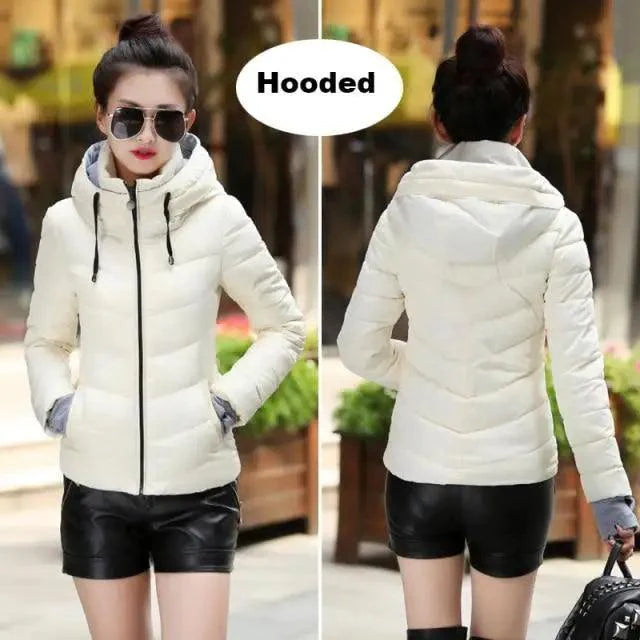 Soft And Comfortable Winter Jacket For Women Short Women's Thicken Outerwear In solid hooded Coats Zipper For Female Slim Cotton padded basic tops