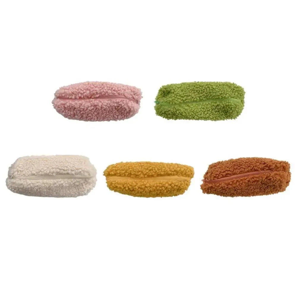 Soft Plush Pencil Case Stationery Pouch Cosmetic Zipper Pouch Bag Simple Lightweight Design