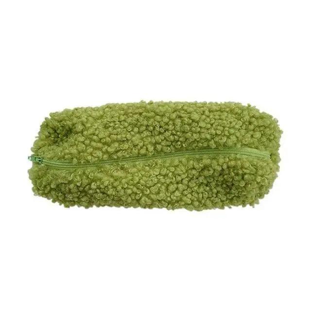 Soft Plush Pencil Case Stationery Pouch Cosmetic Zipper Pouch Bag Simple Lightweight Design