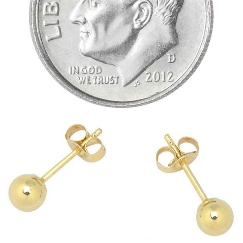 Puces d'oreilles boules en or massif 14 carats - Tailles assorties