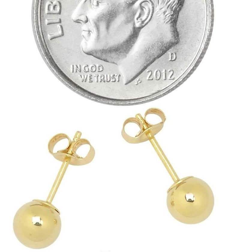 Puces d'oreilles boules en or massif 14 carats - Tailles assorties