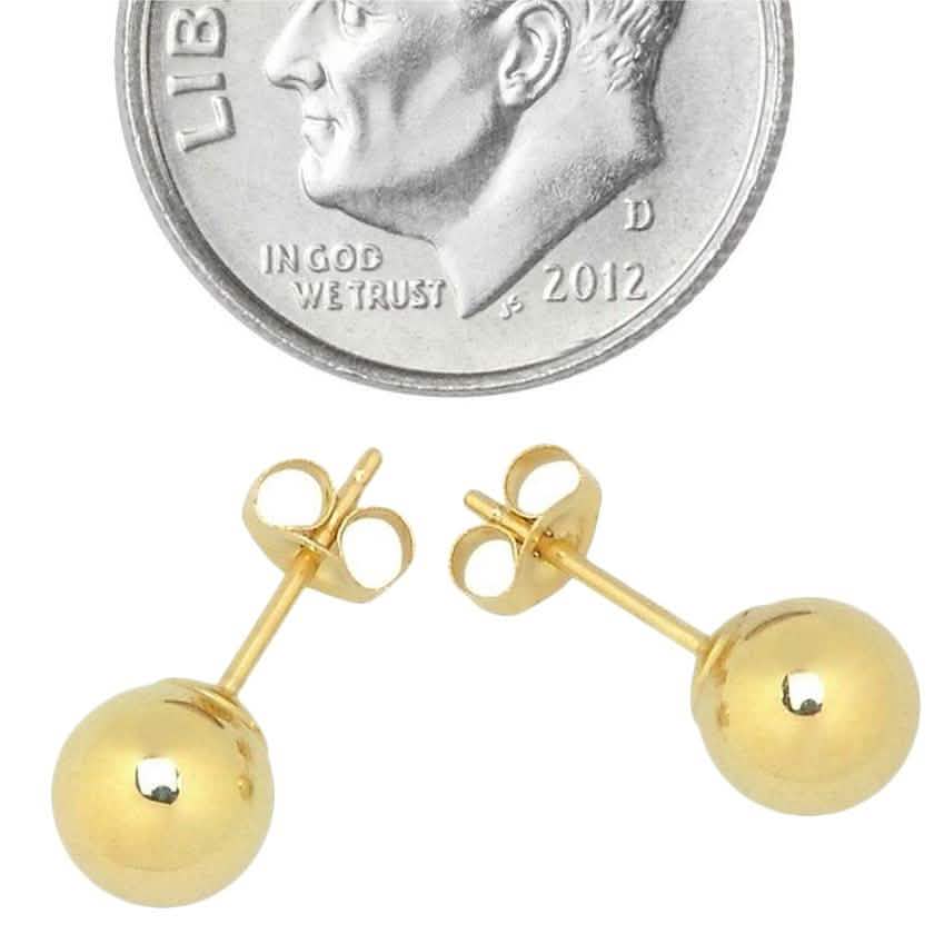 Puces d'oreilles boules en or massif 14 carats - Tailles assorties