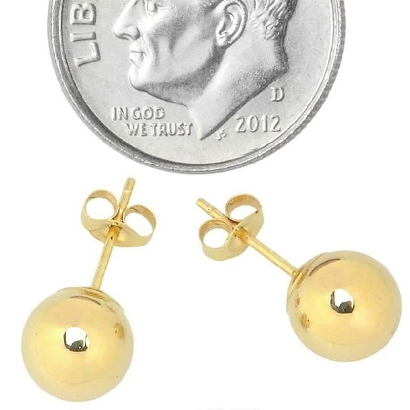 Puces d'oreilles boules en or massif 14 carats - Tailles assorties