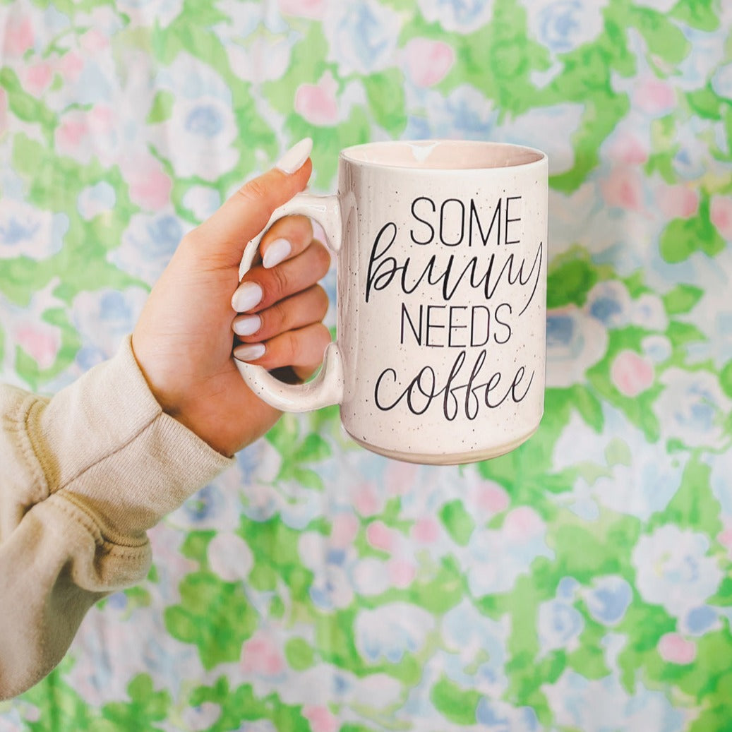 Osterhase Keramik Kaffeetasse 470ml Pastellblau Rosa Frühling Groß