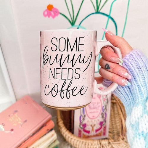 Osterhase Keramik Kaffeetasse 470ml Pastellblau Rosa Frühling Groß