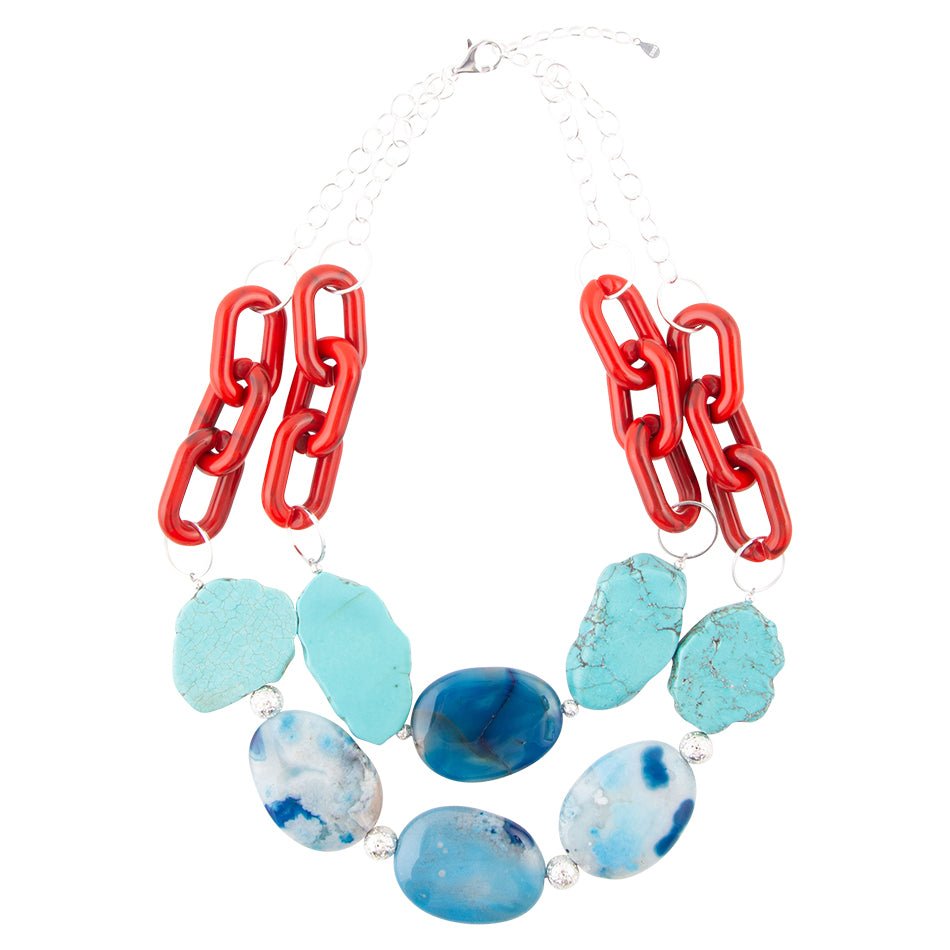 Southwest-Mix-Achat-Statement-Halskette