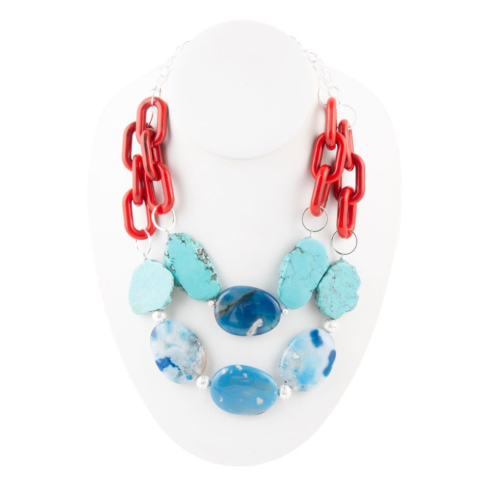 Southwest-Mix-Achat-Statement-Halskette
