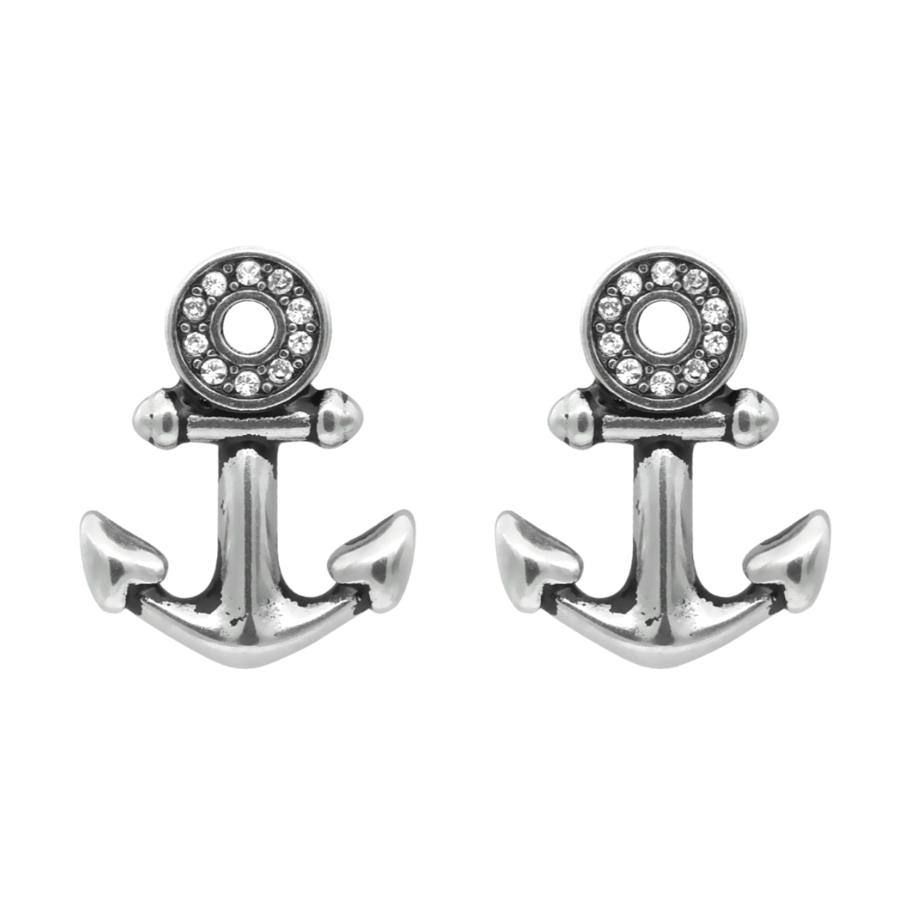 Boucles d'oreilles clous ancre étincelante breloque œil nautique