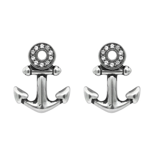 Boucles d'oreilles clous ancre étincelante breloque œil nautique