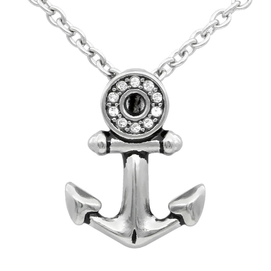 Collier ancre œil scintillant argent avec accents CZ