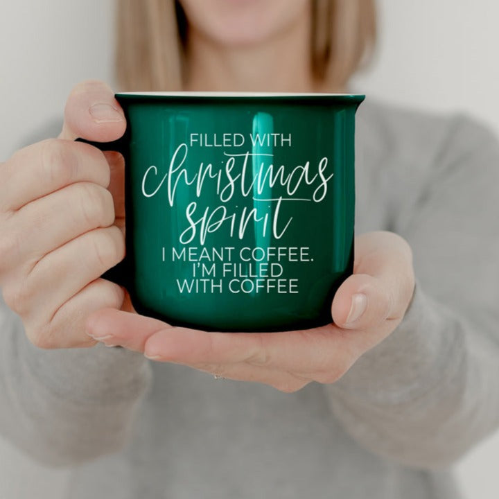 Weihnachts-Kaffeetasse 420ml Keramik Lagerfeuer-Stil Rot oder Grün Doppelseitig