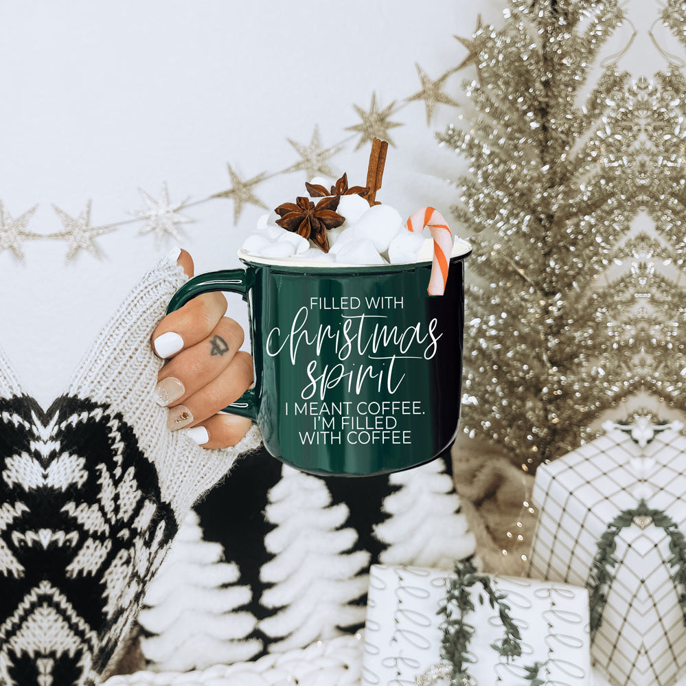 Weihnachts-Kaffeetasse 420ml Keramik Lagerfeuer-Stil Rot oder Grün Doppelseitig