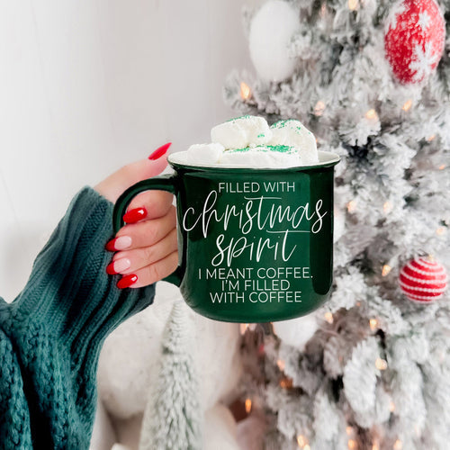 Weihnachts-Kaffeetasse 420ml Keramik Lagerfeuer-Stil Rot oder Grün Doppelseitig