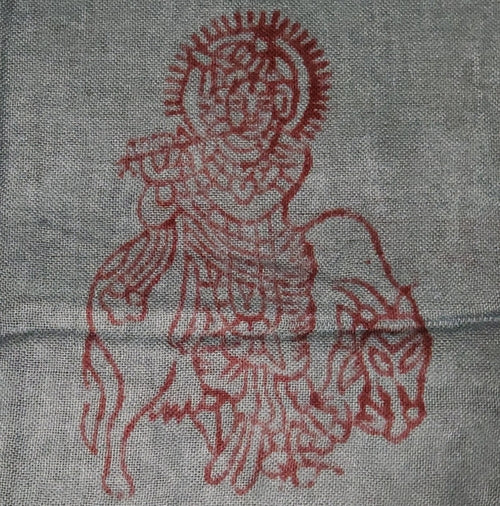 Blauer Om-Print-Schal, leicht, Boho, asiatisches Symbol, Wickeltuch
