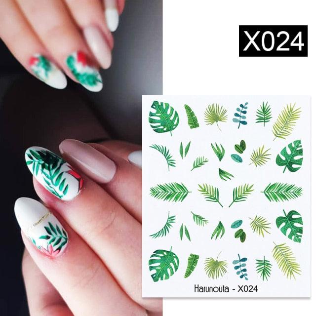 Spring Simple Green Theme Water Decal Sticker Flower Leaf Tree Summer Slider For Manicuring Nail Art Watermarks Art Decoration Manicure Tools Nail Watermark Decals iridescent Decoration Nail Self-Adhesive Decals Nail Stickers Water Transfer Fresh Nail