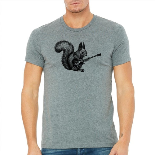 T-Shirt Homme Drôle Rock Vintage Graphique Écureuil Guitare