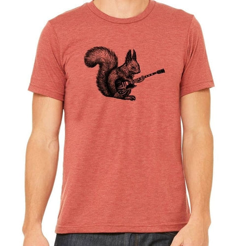 T-Shirt Homme Drôle Rock Vintage Graphique Écureuil Guitare