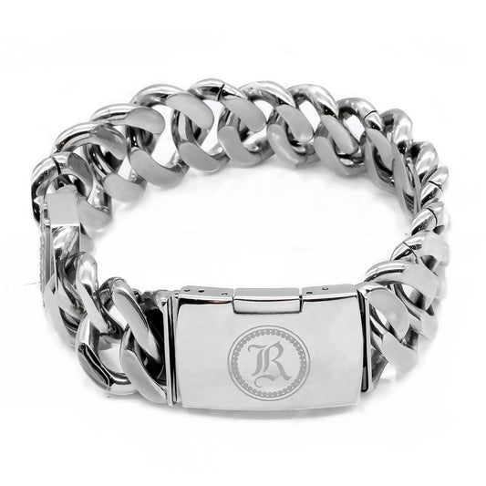 Edelstahl Gravierbares ID-Armband Kubanische Kette