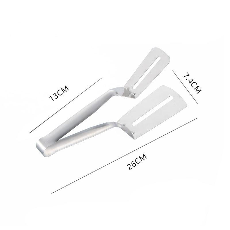 Edelstahl-Bratenschaufel-Clip, multifunktionale Steak-BBQ-Zange, Pfannkuchen-Brat-Pizza-Steak-Fisch-Spatel, Brot-Küchenwerkzeug, Edelstahl-Kochzange, multifunktionale Küchenzange zum Zubereiten von Salaten und Wenden von Steak-Klammern